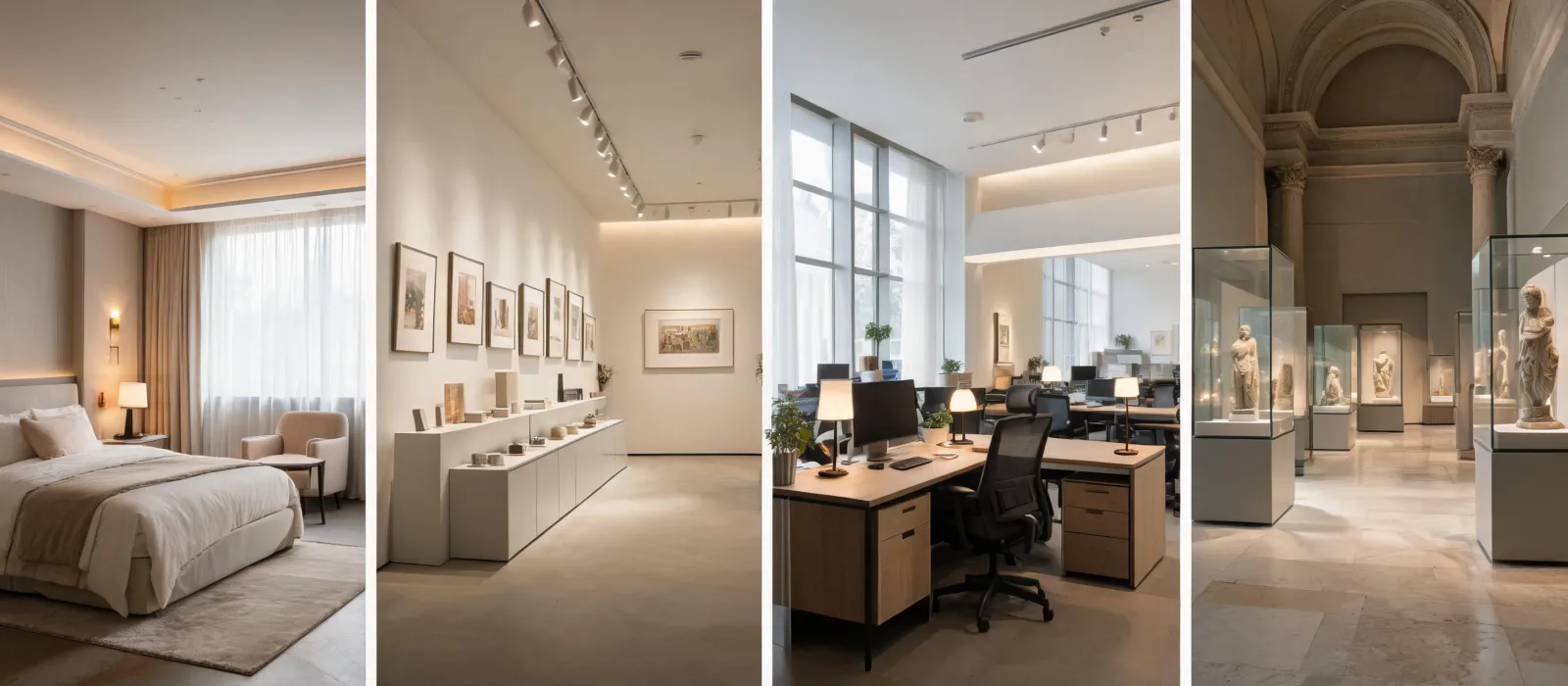 Layered professional interiors with architectural lighting
