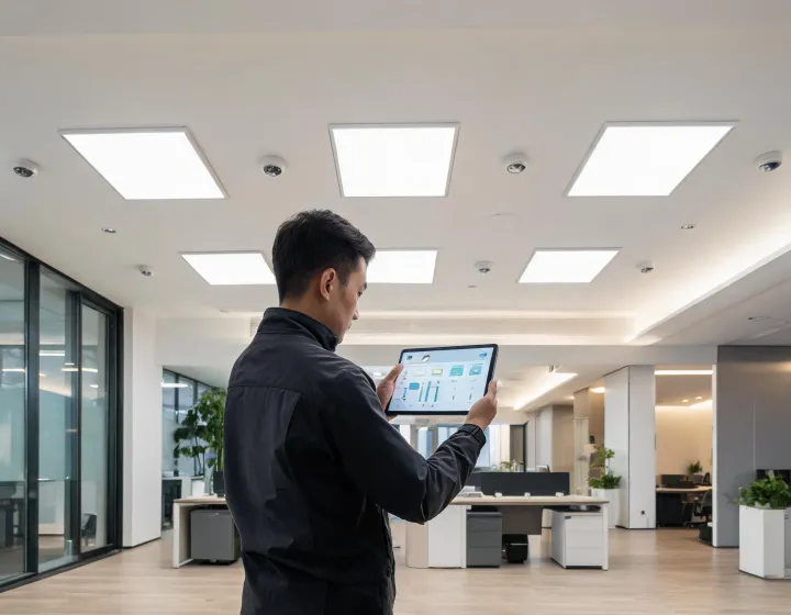 Technician commissioning connected architectural lighting